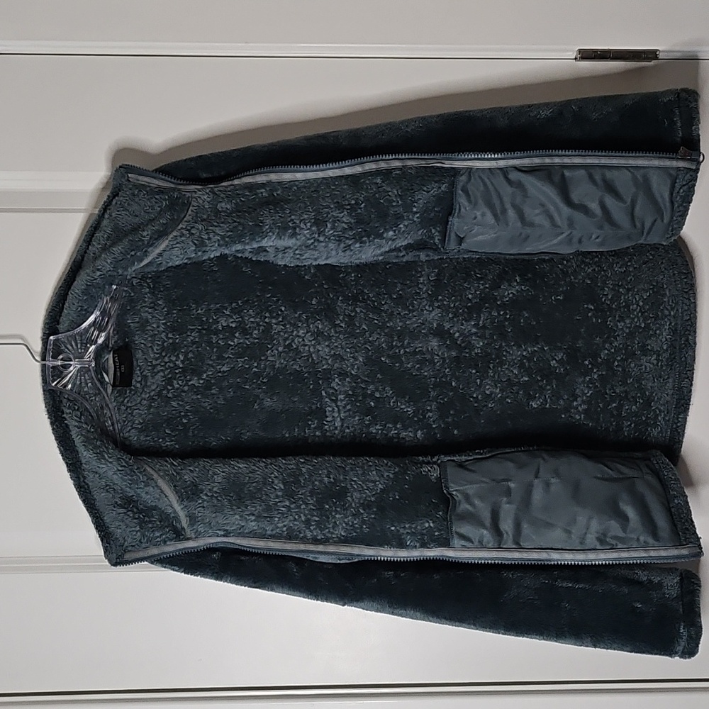 32 Degrees Heat Plush XS Faux Fur Zip Jacket Cozy Hunter Green Soft Stand Collar - Picture 3 of 9